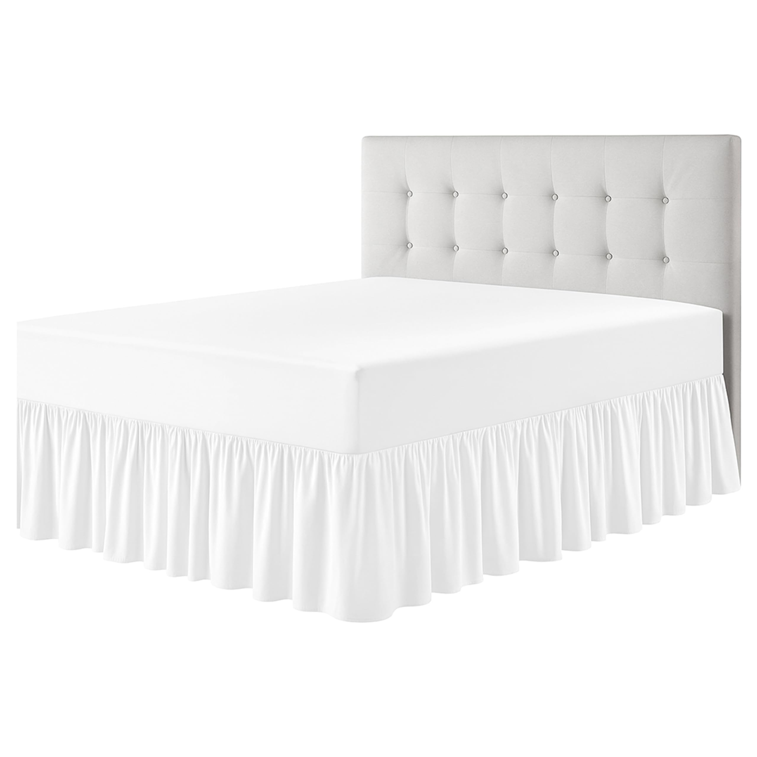 Rohi Deep Fitted Valance Sheet Super King Bed - Easy Care Plain Dyed Valance Fitted Sheet with 30cm Deep Frill - Hypoallergenic - Fit over Mattress (Super King, White) — image 1