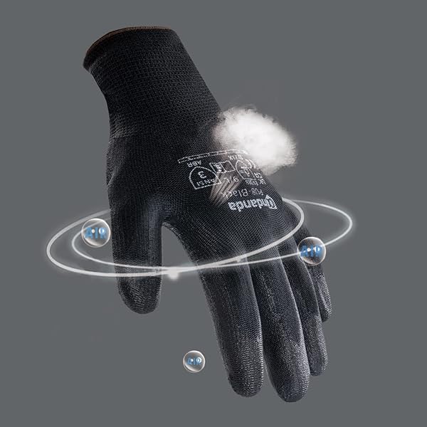 ANDANDA SAFETY WORK GLOVES, SEAMLESS KNIT GARDENING GLOVES WITH PU COATED, IDEAL WORK GLOVES MEN FOR GENERAL WORK, WAREHOUSE, GARDEN, BLACK M-24 PAIRS