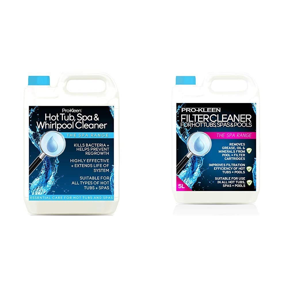 Pro-Kleen 5 Litres Hygienic Whirlpool Bath-Hot Tub Cleaner, Blue & MY1437 Hot Tub, Pool & Spa Filter Cartridge Cleaner 5L-10, Multi