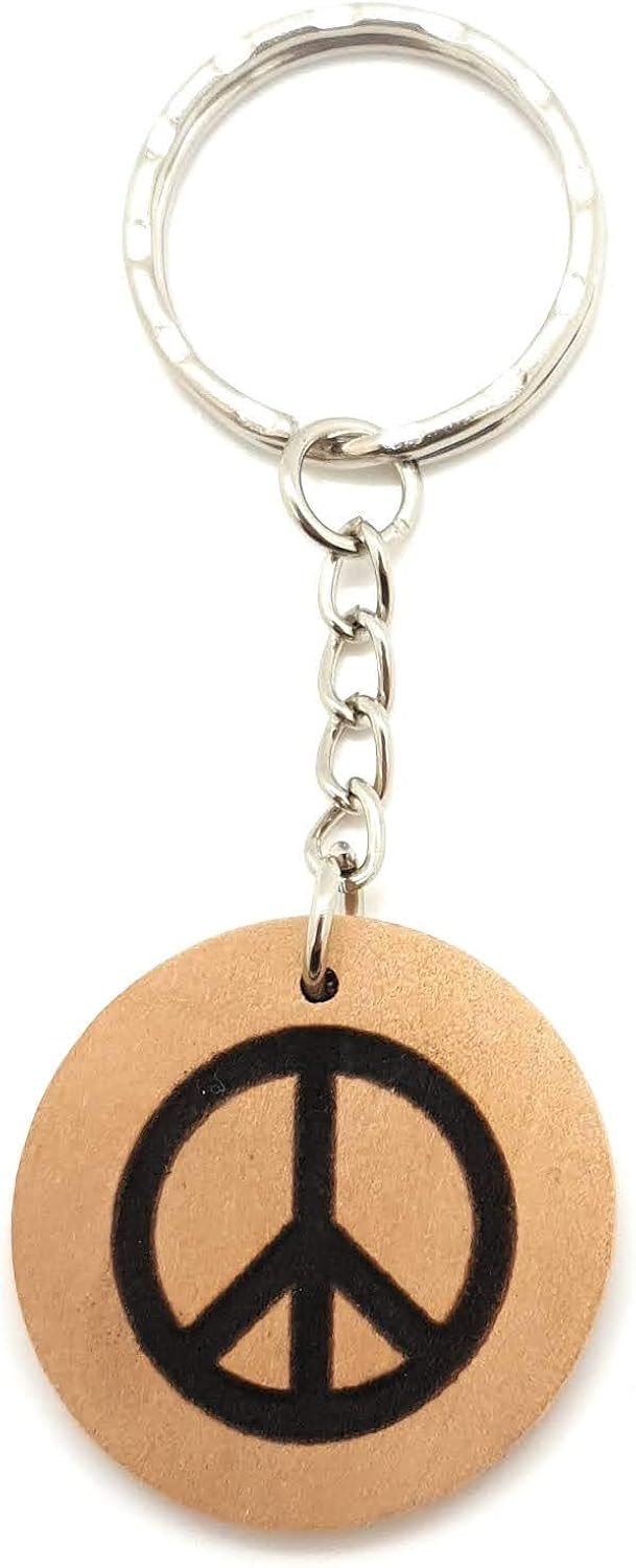 Wooden Peace Key Ring Gift, S