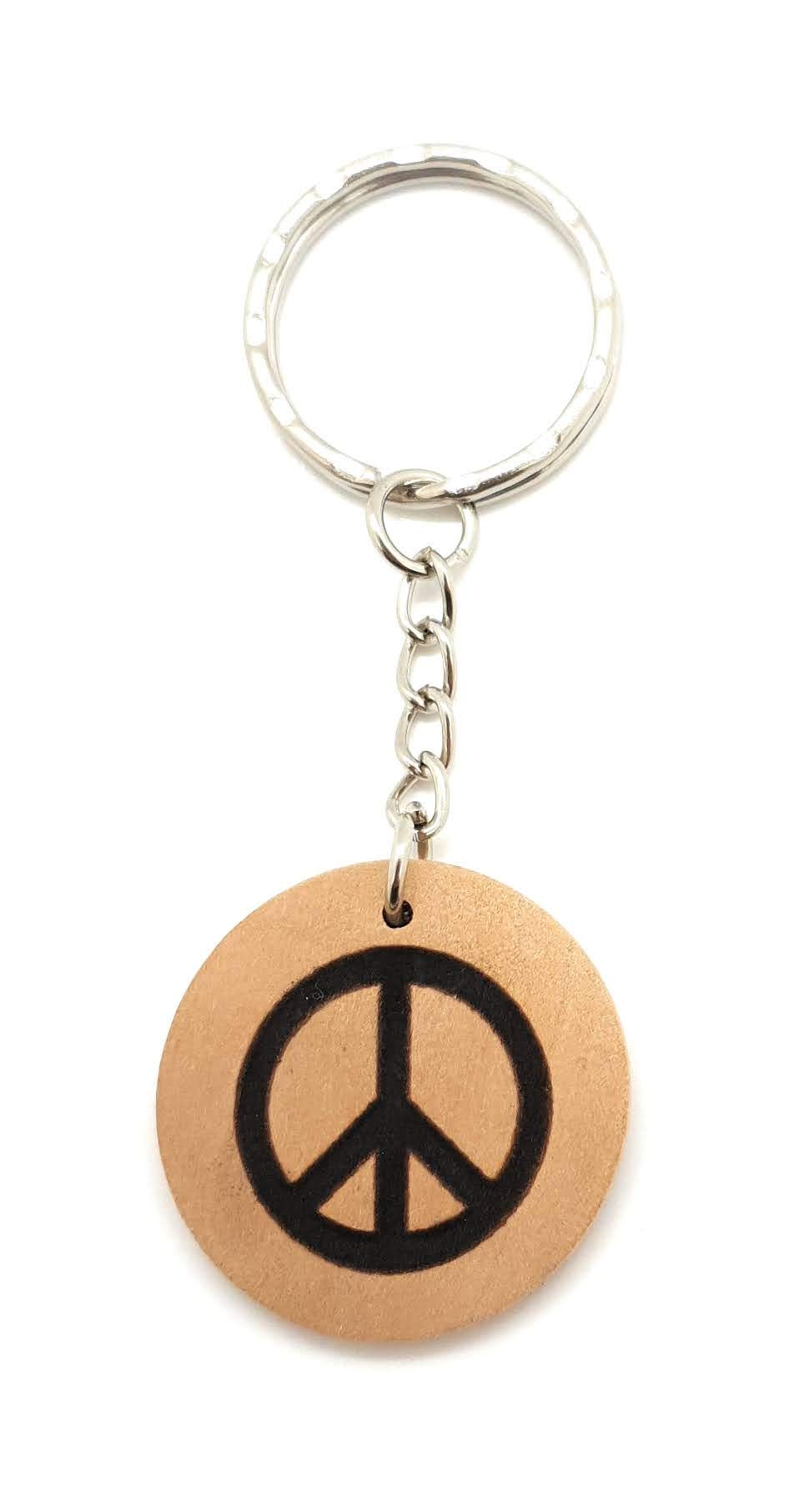 Wooden Peace Key Ring Gift