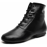 Bokimd Black Split Sole Jazz Boots Leather Dancing Shoes for Girls Boys (Toddler/Little Kid/Big Kid)