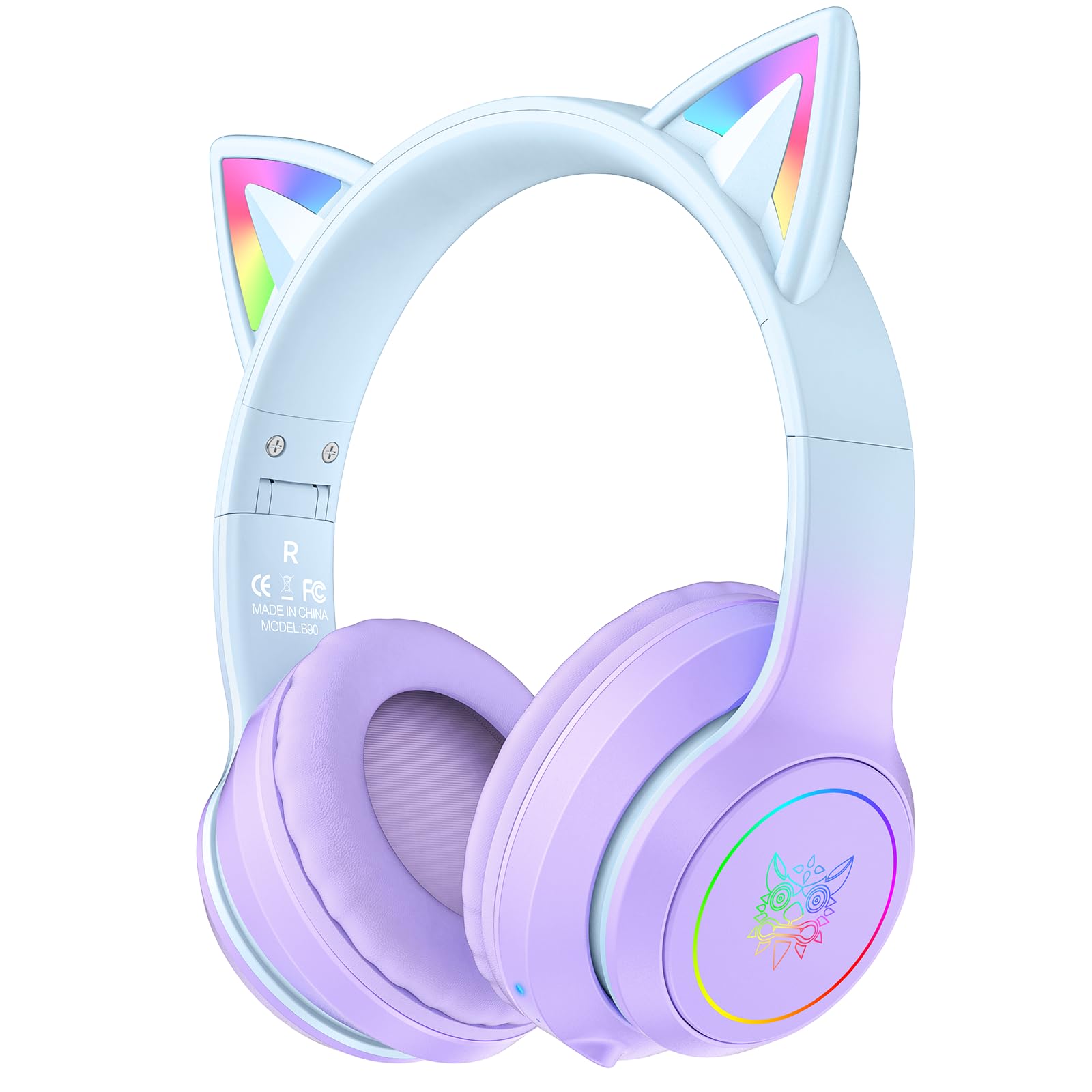 Photo 1 of ONITOON Cat Ear Bluetooth Headphones with Micphone for Kids & Adults, LED Light Up Wireless HI-FI Sound Quality, Over-Ear Headphones with Volume Control for iPhone/iPad/Laptop/PC(55H Play Time)