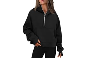WYNNQUE Womens Quarter Zip Pullover Cropped Hoodies Long Sleeve Fleece Half Zip Sweatshirts Fall Outfits Clothes
