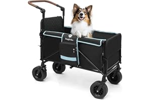Snagle Paw Extra Large Dog Stroller,Wagon Cart for Medium Large Dogs up to 200lbs | All Terrain Foldable Pet Stroller with Ramp & Tailgate (Extra Space), Adjustable Handle & One-Step Brake