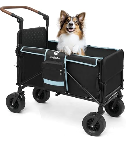 All-Terrain Dog Wagon For Large Dogs - 2-in-1 Push/Pull Stroller With  Anti-Slip Ramp, Foldable Heavy Duty Pet Cart For Senior & Injured Dogs  (Blue) Foldable Pet Wagon