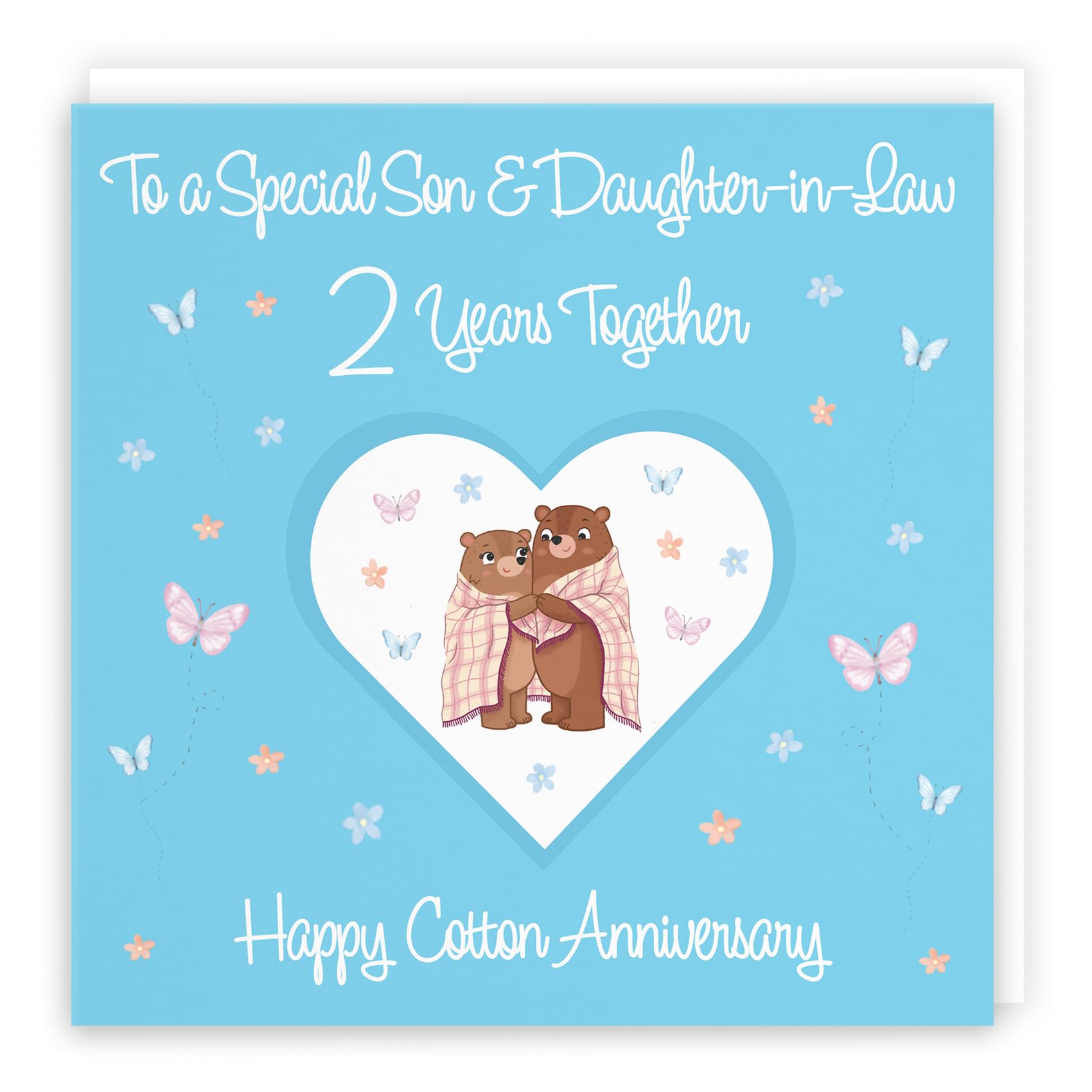 Hunts England - Son & Daughter-in-Law 2nd Anniversary Card - 2 Years - Cotton Anniversary - Romantic Meadows - Fun Card - Second Anniversary Card For Son And Daughter-in-Law — image 1