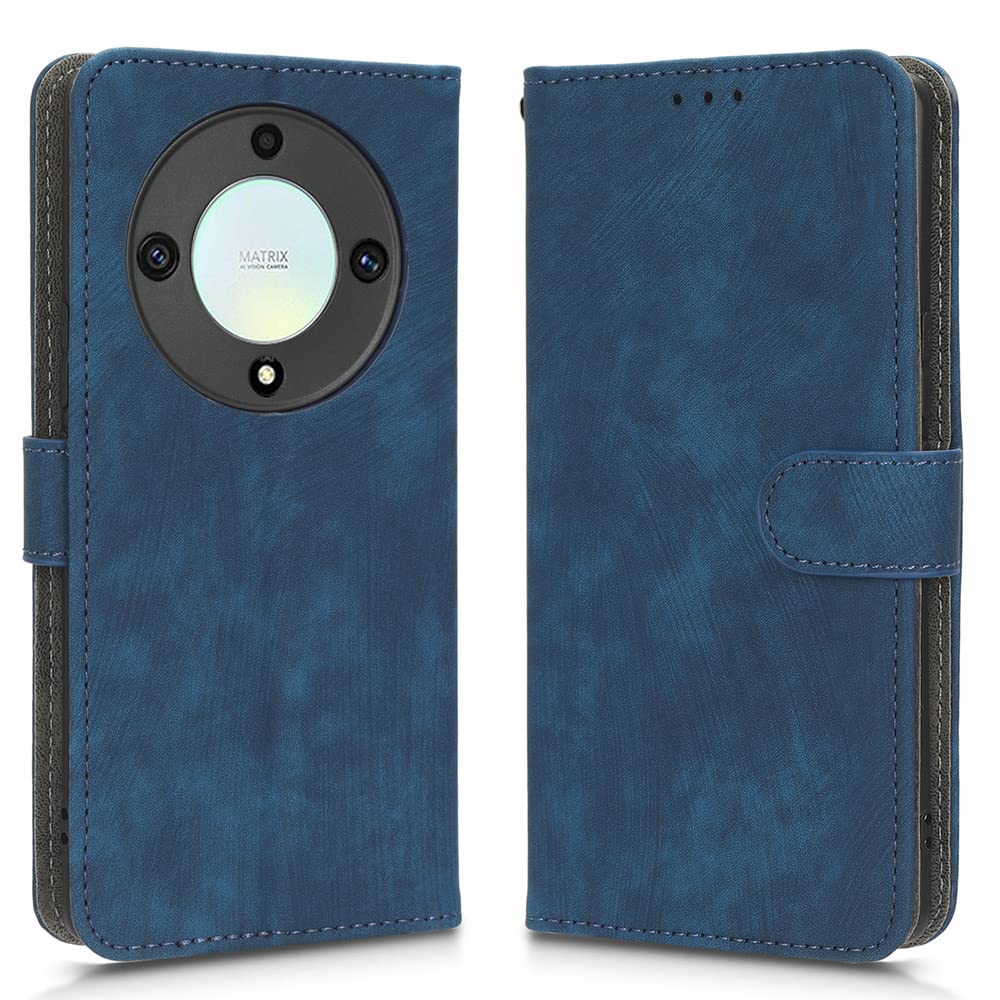 XINNI RFID Protective Phone Case for Honor X9a/Honor Magic5 Lite 5G, PU/TPU Flip Leather Shockproof Cover, Blue — image 1