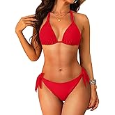 Women Halter Bikini Set - Two Piece Triangle Swimsuit Tie Bathing Suit 2025 Cute Swimwear