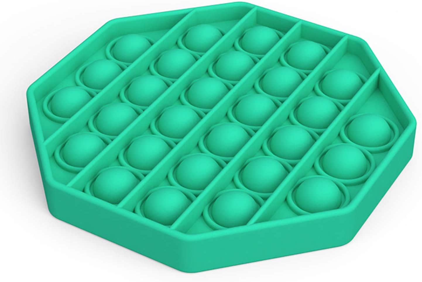 Push Pops Bubble Fidget Sensory Toys pop its Funny Relief Stress Desktop Game Soft Squeeze Toy Logical Reasoning Training Toys for Adults Children (Octagon Green)