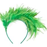 HIWIND St Patricks Headwear Fascinators Green Hairband Feathers Headband for Women Tea Party Cocktail Wedding Headpiece