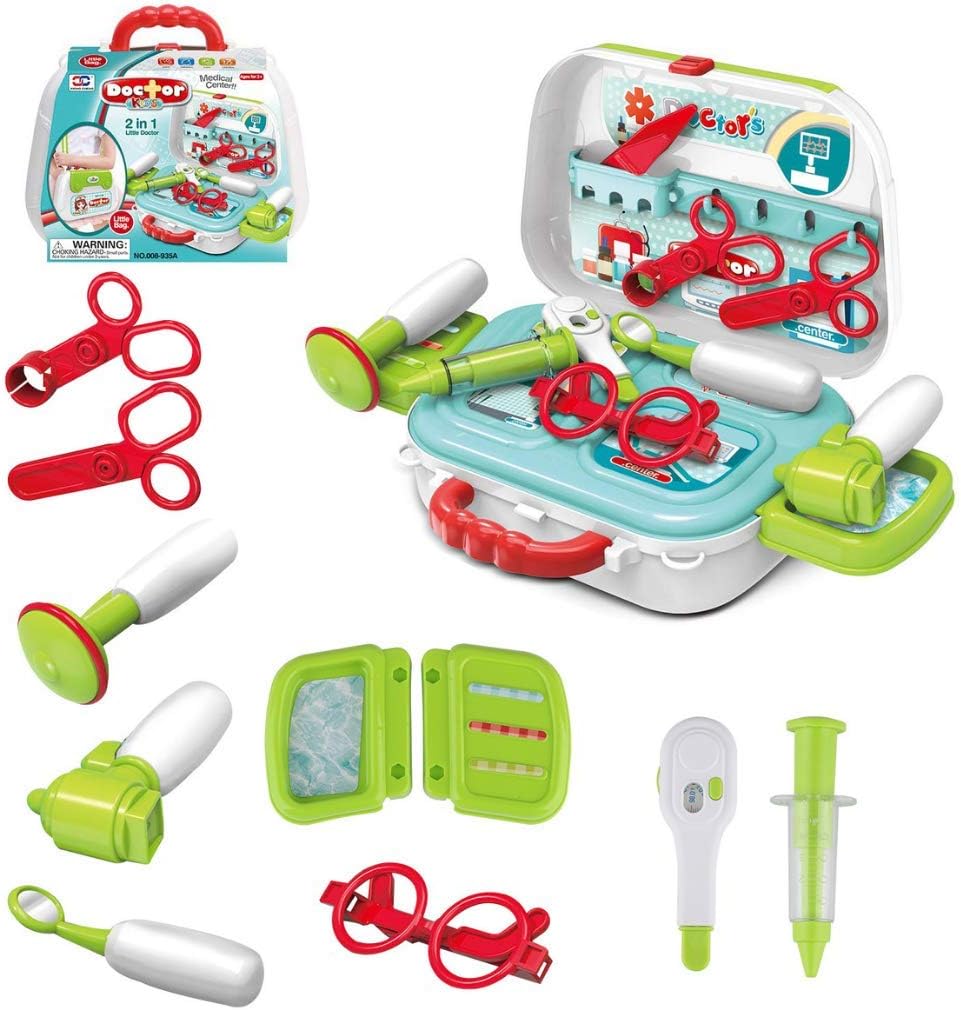wodtoizi Kids Doctor Kits Medical Playset Dentist Toys Set Pretend Play Role Play Doctor Kits Toy with Storage Box Boys Girls Toddler Birthday School Classroom Party Educational Toy