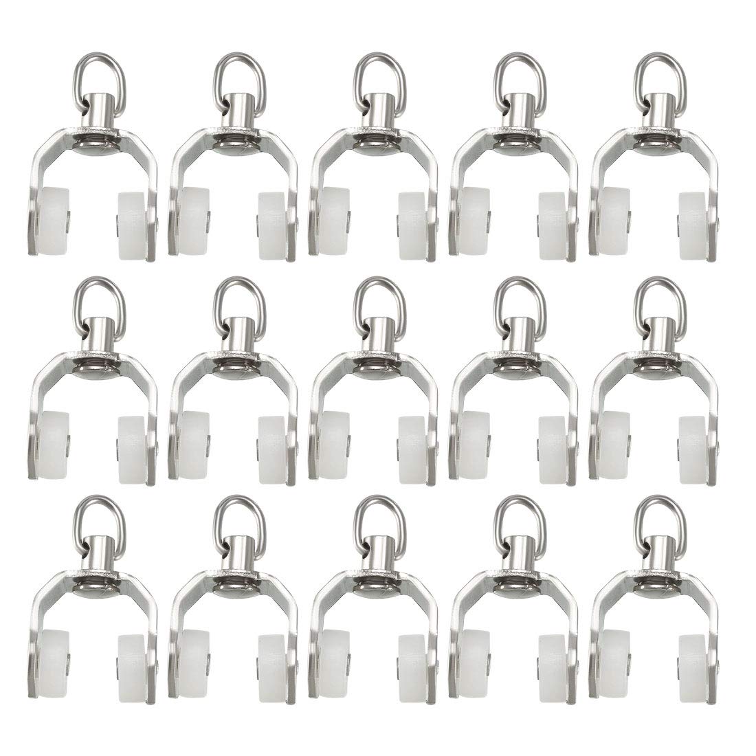 sourcing map Curtain Track Stainless Steel Frame Twin Wheeled Carriers Drapery Rail Sliding Glider for Windows Shower Curtain Tracks 11mm Dia 20 Pcs