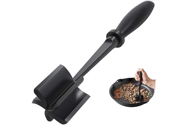 Horuhue Meat Chopper, Ground Beef Masher with 5 Curve Blade, Non-Stick Potato Masher Nylon Hamburger Chopper Utensil Multifun