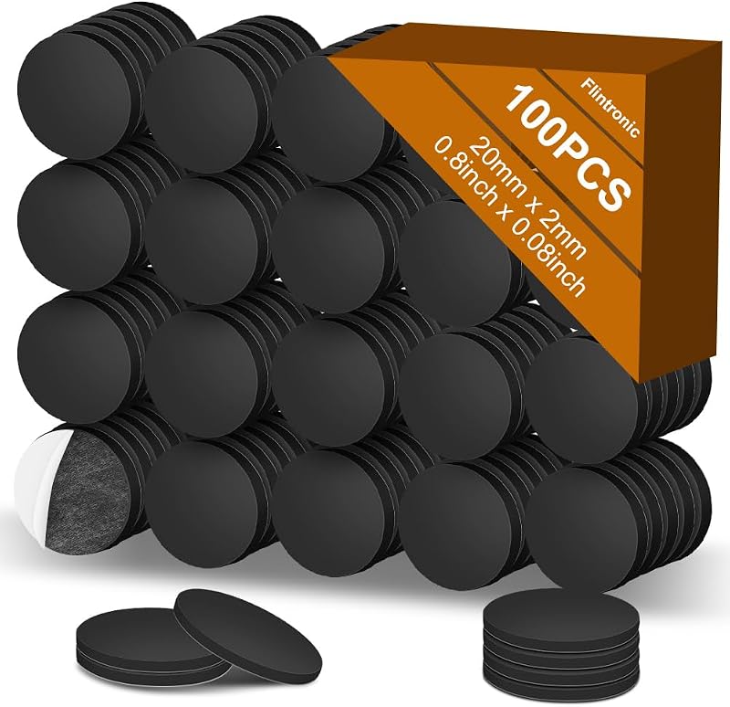 Flintronic 100Pcs Self Adhesive Magnets 20mm Round Magnetic Dots 2mm Thick