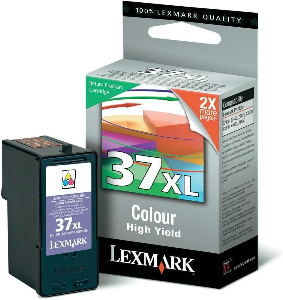 Lexmark No 37xl Ink Cartridge Colour High Yield Return Program, High Capacity Tri-Colour