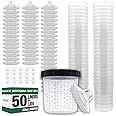 LAUCO Disposable Paint Spray Gun Cups Liners and Lid System 50 Cup Liners, 50 Lids, 1 Hard Cup w/Retainer Ring and 20 Plugs - Compatible w/Original 1.0 System (not 2.0) (600ml | 20oz | 125 Micron)