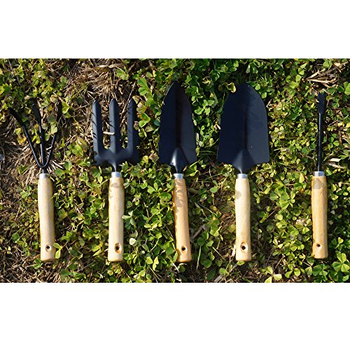 VIMOA Garden Tool Set 5-Piece Garden Tools with Folding Stool and Tool Bag - Thumbnail 3
