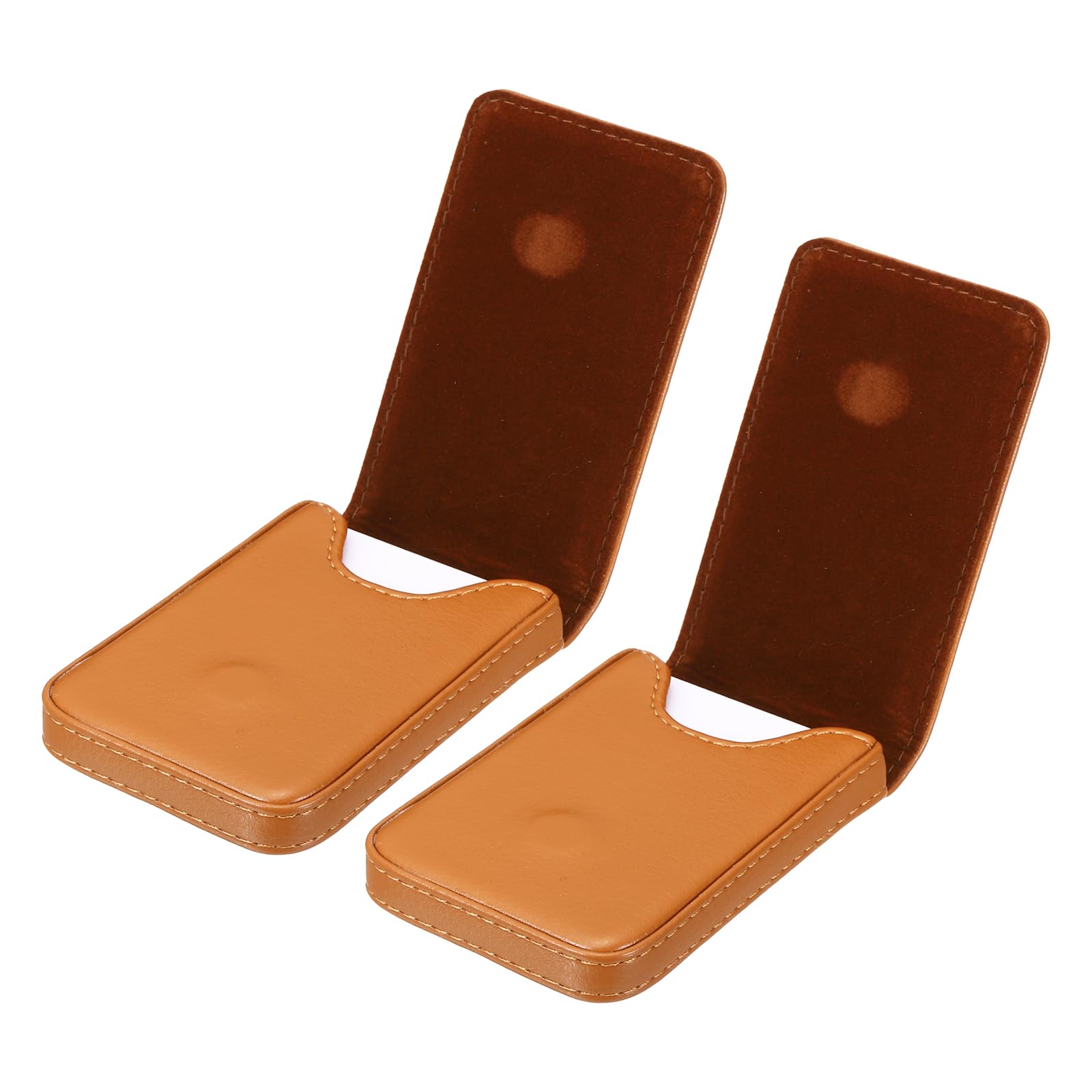 PATIKIL Business Card Holder, 2 Pcs PU Leather Business Card Pocket Slim Name Card Wallet with Magnetic Shut for Office Credit Card ID Organization, Tan Color