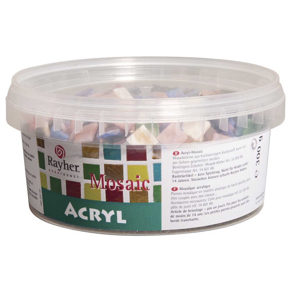 Rayher Acrylic Mosaic Tiles for Arts and Crafts, Plastic Mosaic Tiles for Crafting in the Size 1x1cm, approx. 1200 pieces, 300g Marbled Mosaic Pieces, 14790999