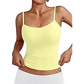 Trendy Queen Womens Adjustable Camisole Sleeveless Square Neck Spaghetti Strap Tank Tops Basic Shirt