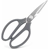 Beille 8 Inch Stainless Steel Scissors, Break Apart Kitchen Shears with Bone Cutter Fish Scaler Bottle Opener, Grey