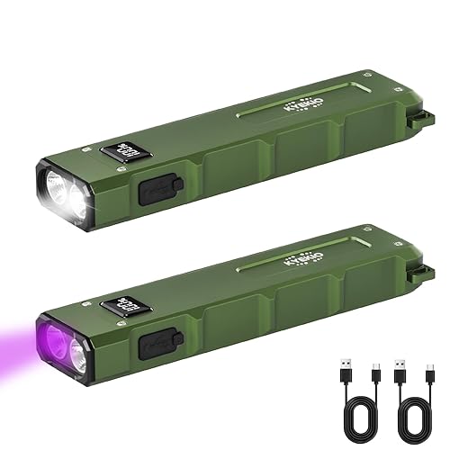 EDC Flashlight Rechargeable 2Pack, 9Mode Flat Flashlights High Lumens, LED Flashlight EDC, Small Flashlights Mini, Portable Pocket Flash Lights with UV Light, Magnetic Bright Flash Light for Working