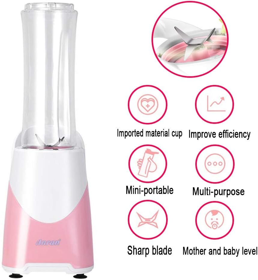 Ice-Beauty-ukzy Professional Blender, Countertop Blender, 600ml Fruit Mixing Machine High Power Blender with High Speed Multifunctional Blender for Shakes and SmoothiesPink