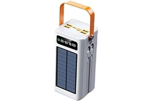 Solar Charger – 50000mAh Survival Gear, 120W Portable Charger | Multi-Output Bank with Built-in Cables, Emergencys Light, 4 O