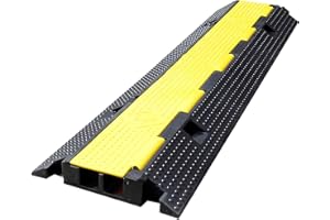 F COME 1 Pack Rubber Cable Ramp Hose Cable Protector Ramp 2 Channel 22000Lbs Load Capacity Traffic Speed Bump Wires Power Lines Extension Cord Cover for Indoor Outdoor