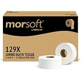 Morsoft by Morcon Jumbo Toilet Paper Rolls, 12 Rolls/Carton, 2-Ply, 100% Recycled Fibers, Soft and Absorbent, Fits in Jumbo Tissue Dispensers, Commercial Toilet Paper