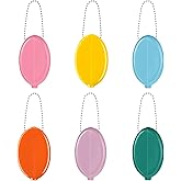 Frienda 6 Pcs Rubber Coin Purse Oval Squeeze Coin Holders Macaron Color | Colorful Multi Purpose Pouch with Chain, 2 x 3'' Change Purse for Men Women Travel Shopping, Bag Pocket Charms, Key Ring Gift