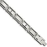 The Black Bow Mens 1/10 Ctw Black Diamond Stainless Steel 8mm Link Bracelet, 8.25 In