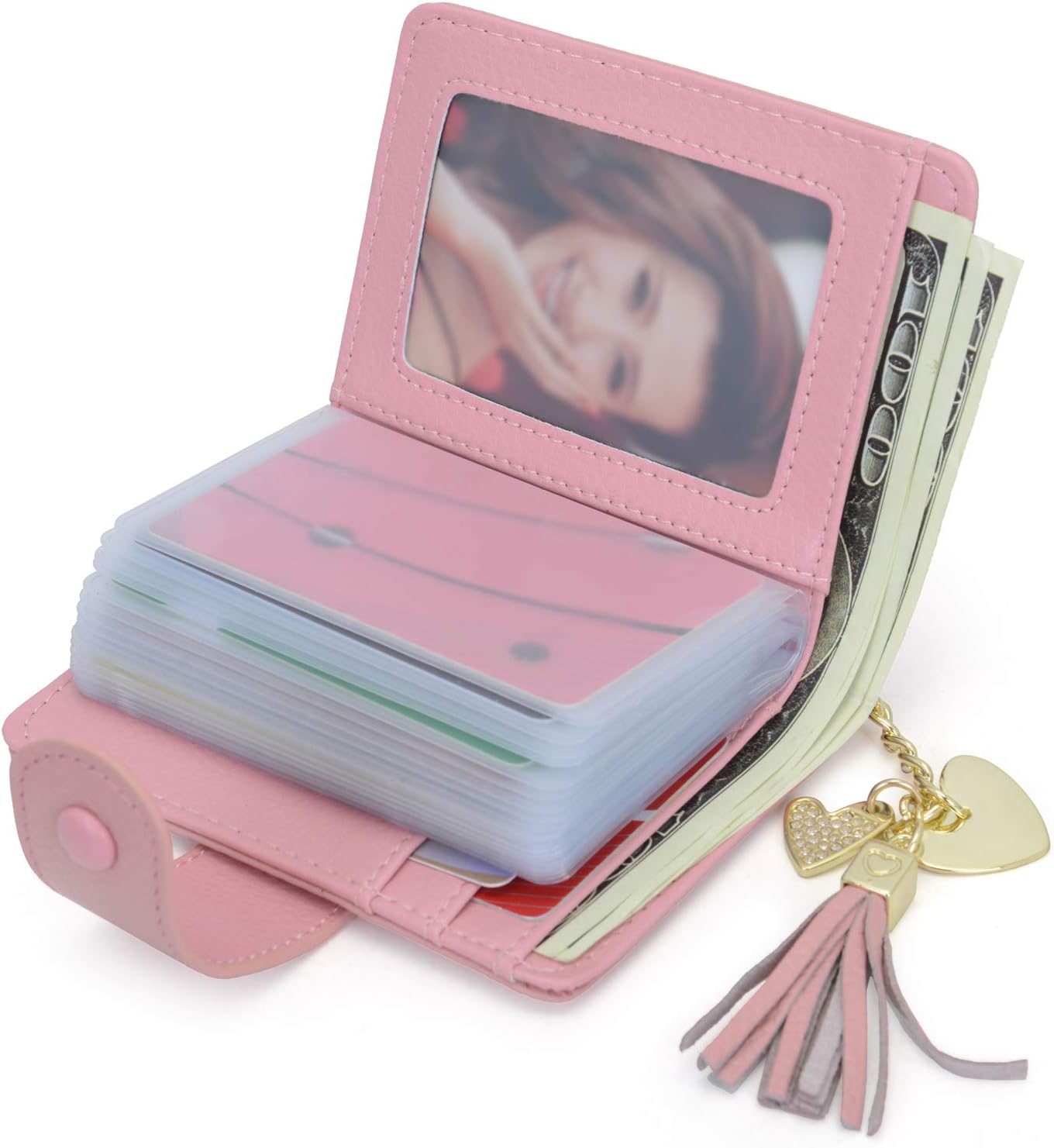 Credit Card Holders Women Ladies Leather Credit Card Wallets with A Banknote Compartment Business Credit Card Holder Card Case for Women (Pink#1)