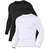 ZUTY 4 or 3 Pack Thermal Underwear for Men Long Sleeve Thermal Shirts Fleece Lined Soft Warm Base Layer Tops