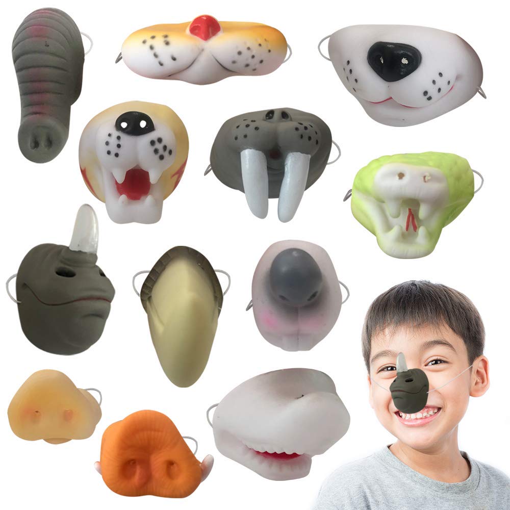 Photo 1 of ArtCreativity Assorted Animal Noses for Kids, Set of 12, Includes Elephant, Rhino, Pig, Alligator and More, Zoo and Safari Birthday Party Supplies, Fun Favors and Goodie Bag Fillers for Children