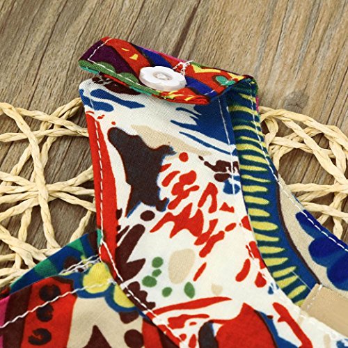 Wesracia Toddler Baby Kids Girls Dress Flower Bohemian Sleeveless Princess Dress Beach Summer Dress Clothes (6T, Red)