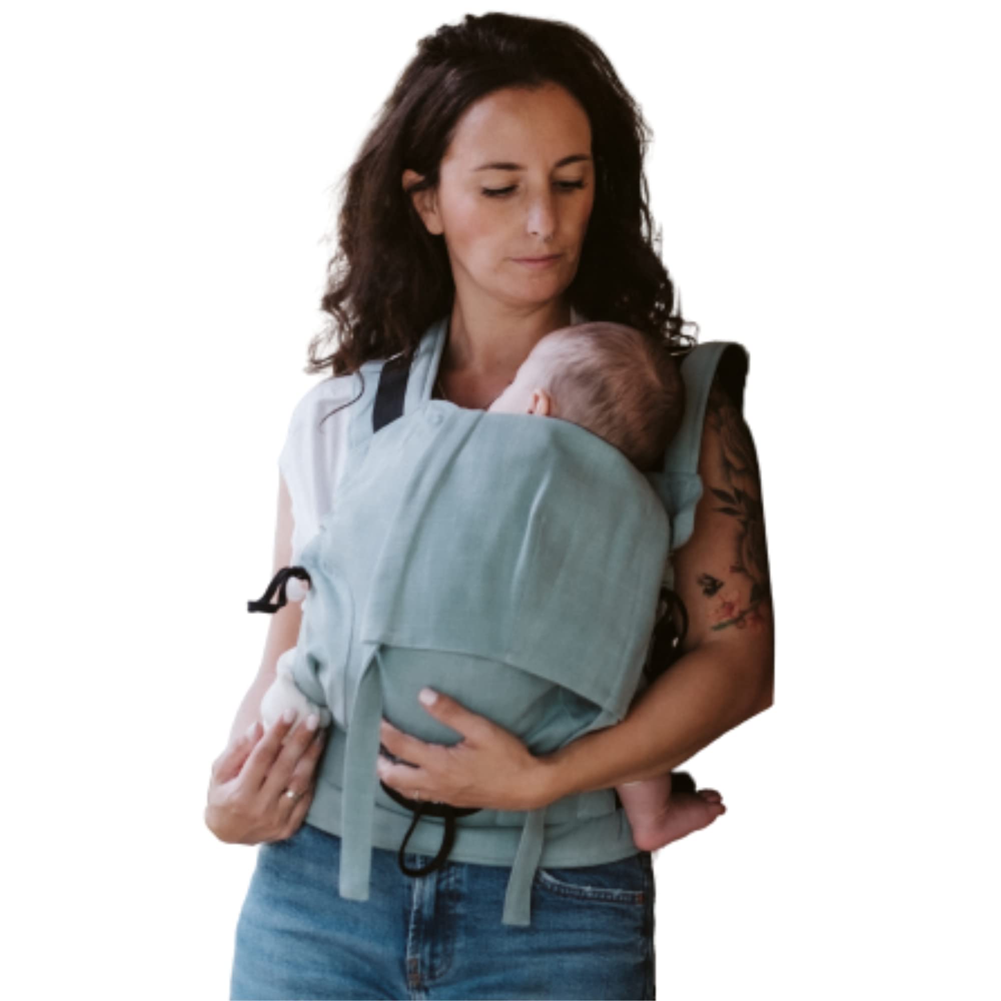 Premium Evolutionary Amarsupiel Baby Carrier l Front and Back | Adjustable | Padded | Breathable | 100% Organic Cotton | Oeko-Tex Certified from 6 Months to 2 Years | Mint