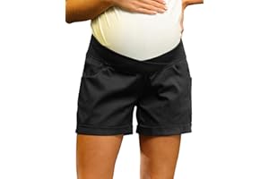 Maacie Maternity Shorts for Women Under Belly Cross Waist Casual Shorts with Pockets