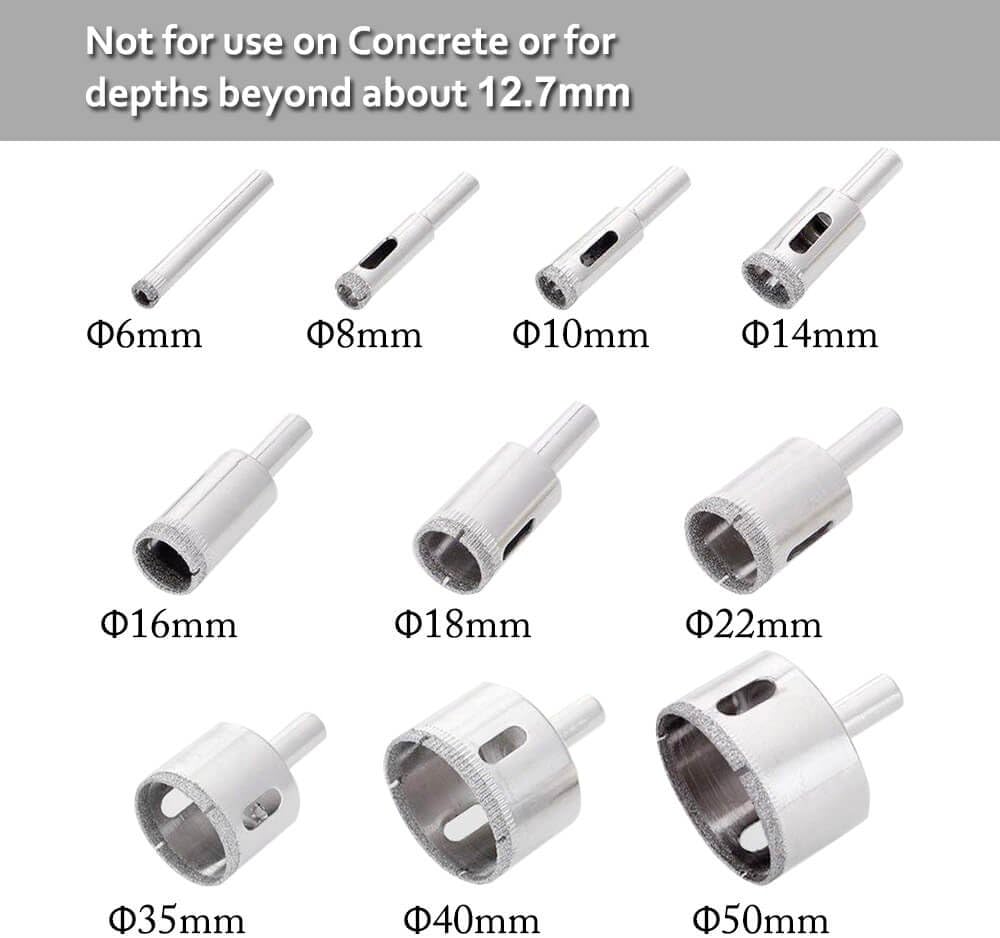 AniSqui Tile Hole Cutter Set, (10 Pcs Tile Hole Saw), Diamond Drill Bit, (Remover Tools for Glass Porcelain, Ceramic - Image 5