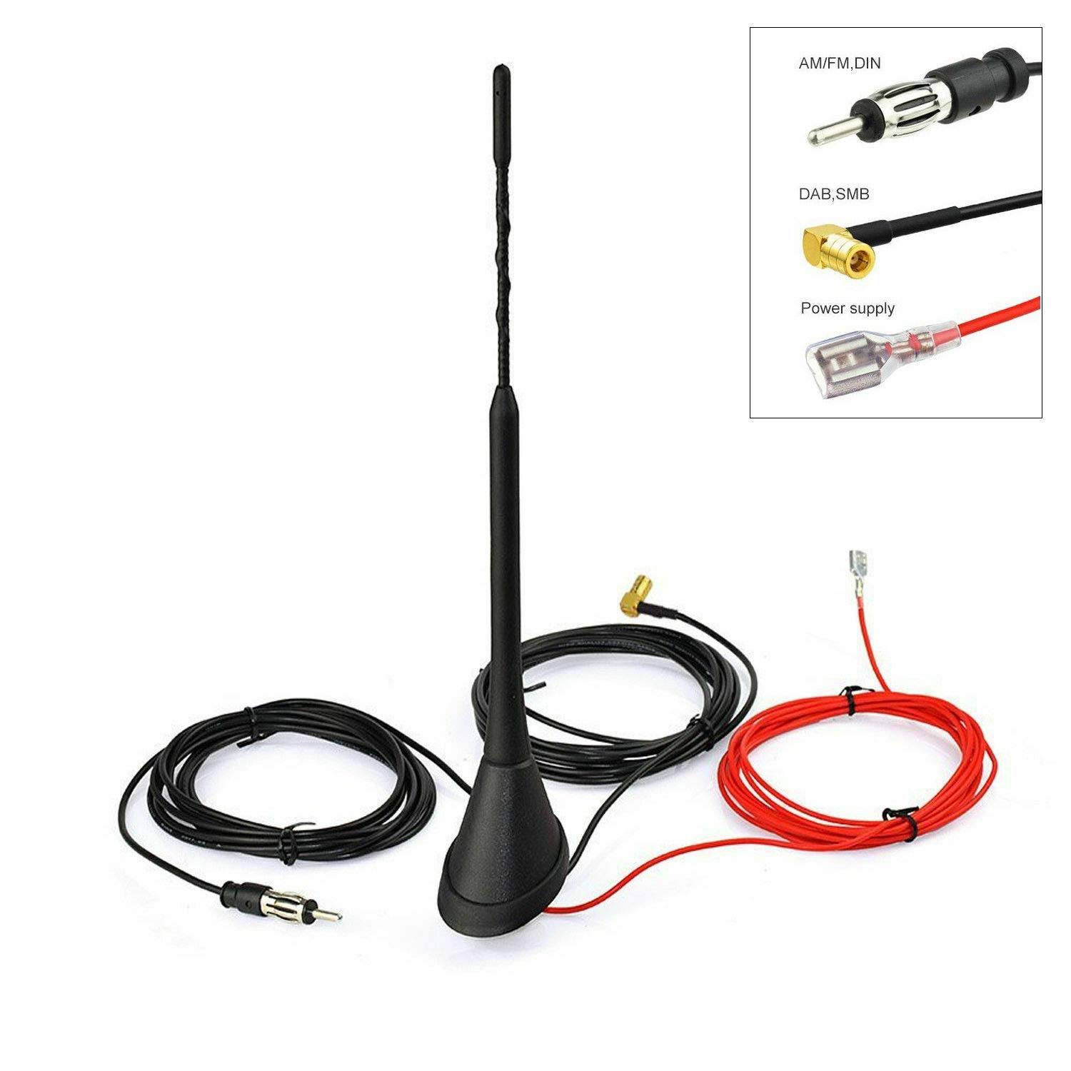 Car antenna roof adapter SMA, Riloer DAB antenna car antenna SMB adapter amplifier DIN FM AM/DAB + combi radio
