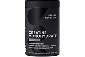 Sports Research Creatine Monohydrate - Gain Lean Muscle, Improve Performance and Strength and Support Workout Recovery* - 5 g Micronized Creatine - 17.46 oz