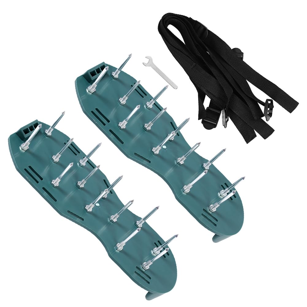 Lawn Aerator Shoes, Grass Spike Aerators Sandals Manual Aerating Spiked Boots Plastic Footwear spikers Heavy Duty Scarifier with 3 Secure Adjustable Straps for Home Garden Patio Yards Lawns Care