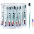 Xuezoioy Disposable Toothbrushes with Toothpaste,30 Pack Green Individually Wrapped Disposable Travel Toothbrushes Kit in Bulk for Homeless,Nursing Home,Hotel,Charity