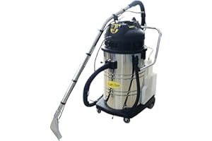 LOYALHEARTDY Carpet Cleaner Machine, 3 in 1 Portable Wet Dry Sofa Curtain Fabric Dust Cleaner,40L Commercial Floor Cleaning Machines with Long Flat/Dry/Water Vacuum Head and Round Brush