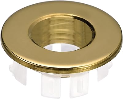 Sourcing Map Sink Overflow Cover Gold Copper Ring Round 25.3mm Hole 2pcs