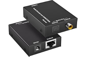 Active Optical Coaxial Digital Audio Extender Over Cat5e Cat6 Cable, BolAAzuL Digital Audio SPDIF Toslink Coax Extender Transmitter Receiver up to 300M (990FT)