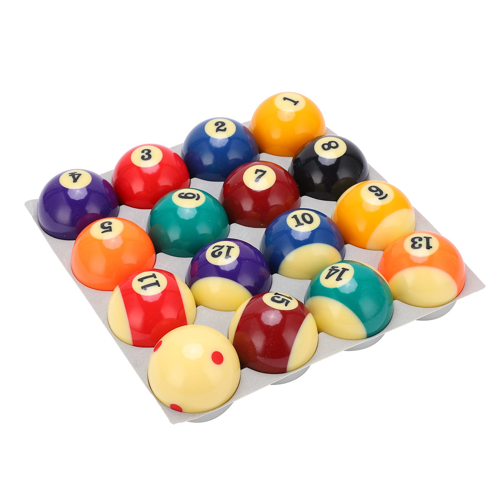 Billiard Pool Balls, 2-1/4" American Standard Resin Professional Complete 16 Pool Table Balls Set, Impact Resistant Long Lasting Bright Colours Small Pool Cue Ball Full Set