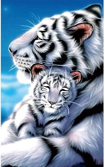 Amazon Com Kyrrely 5d Kit De Punto De Cruz Para Decoracion Del Hogar Diseno De Tigre Blanco Toys Games