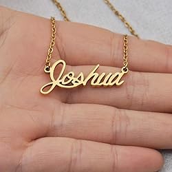 Stainless Steel Joshua Script Initial Name Necklace